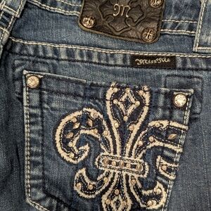 Miss Me Blue Jeans with White Embroidery